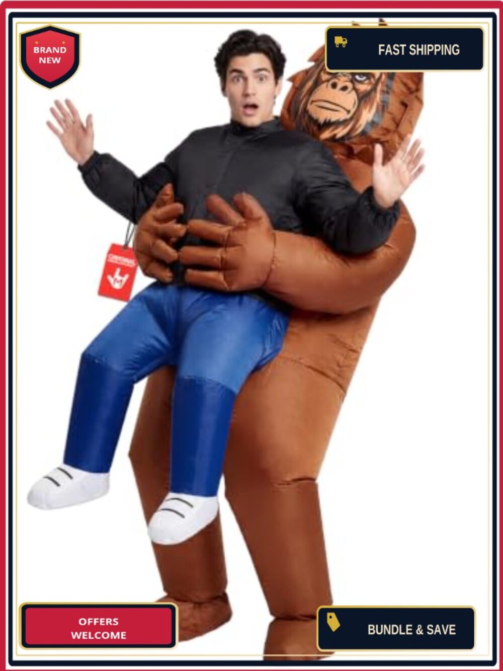 Inflatable Bigfoot Costume Adult Carry Me Illusion Halloween